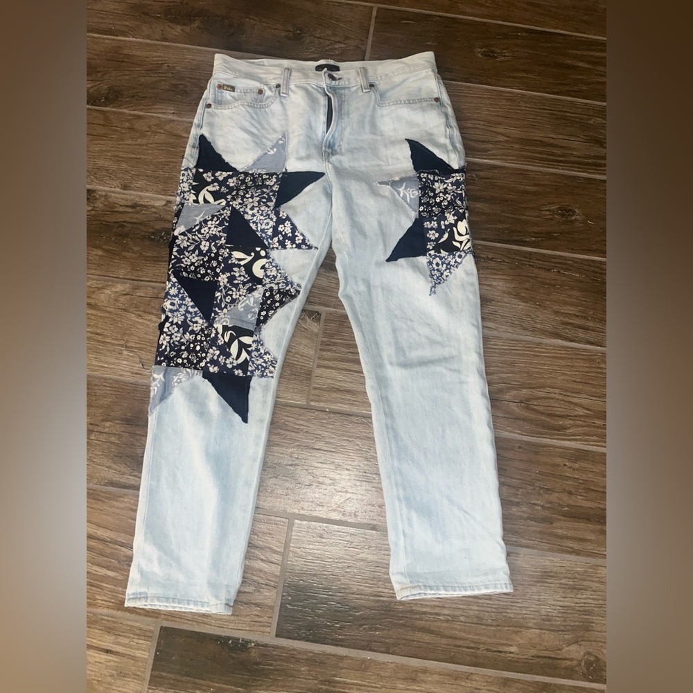 Polo Ralph Lauren Avery Boyfriend Star Quilted patchwork jeans - Picture 2 of 6